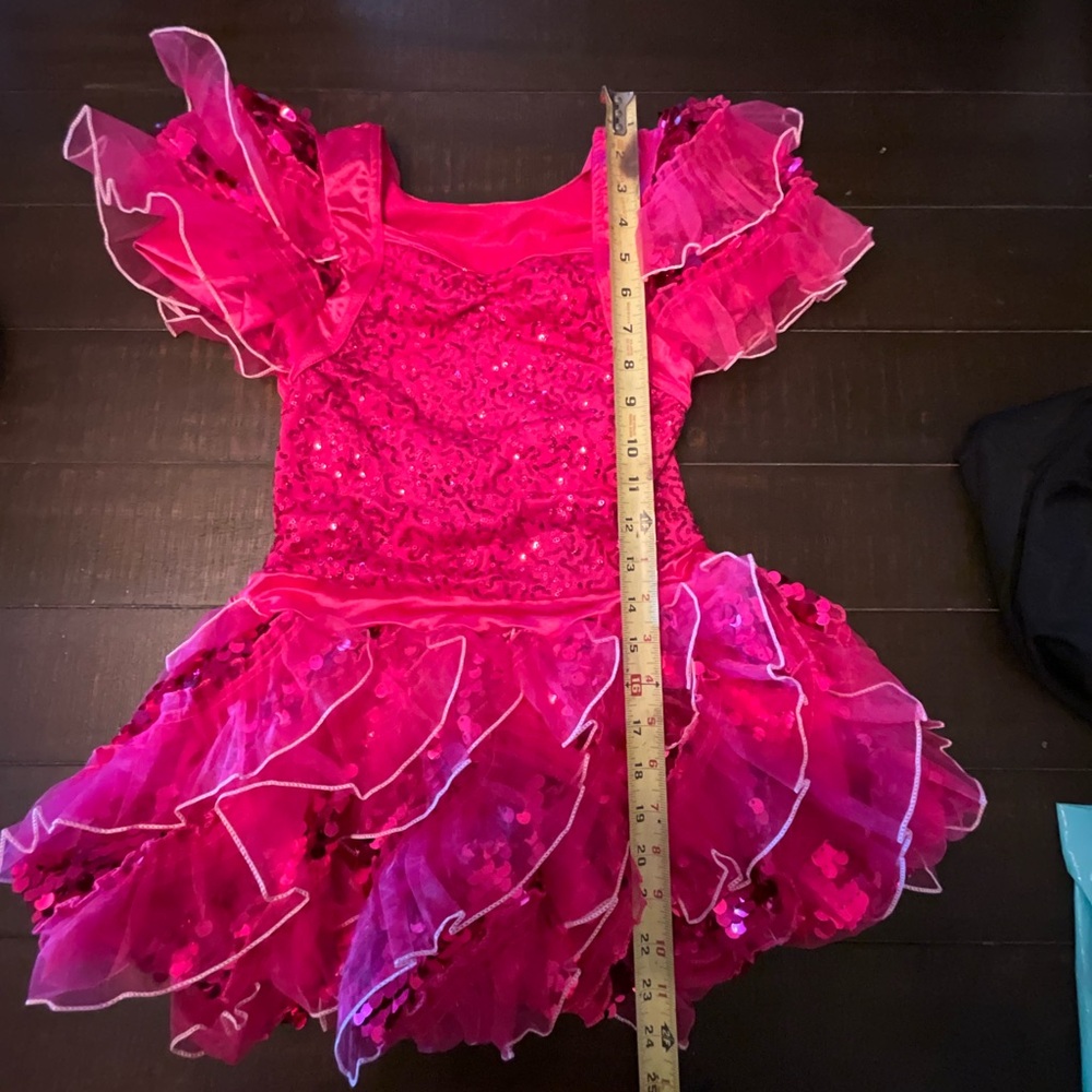 Weissman Dance Costume Pink Ruffles size 14 - Picture 8 of 8